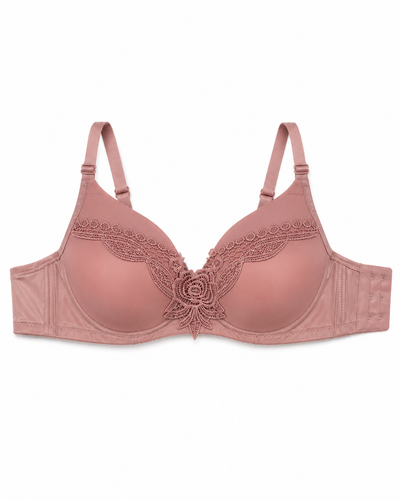Rose Quartz Floral Applique Underwire Bra