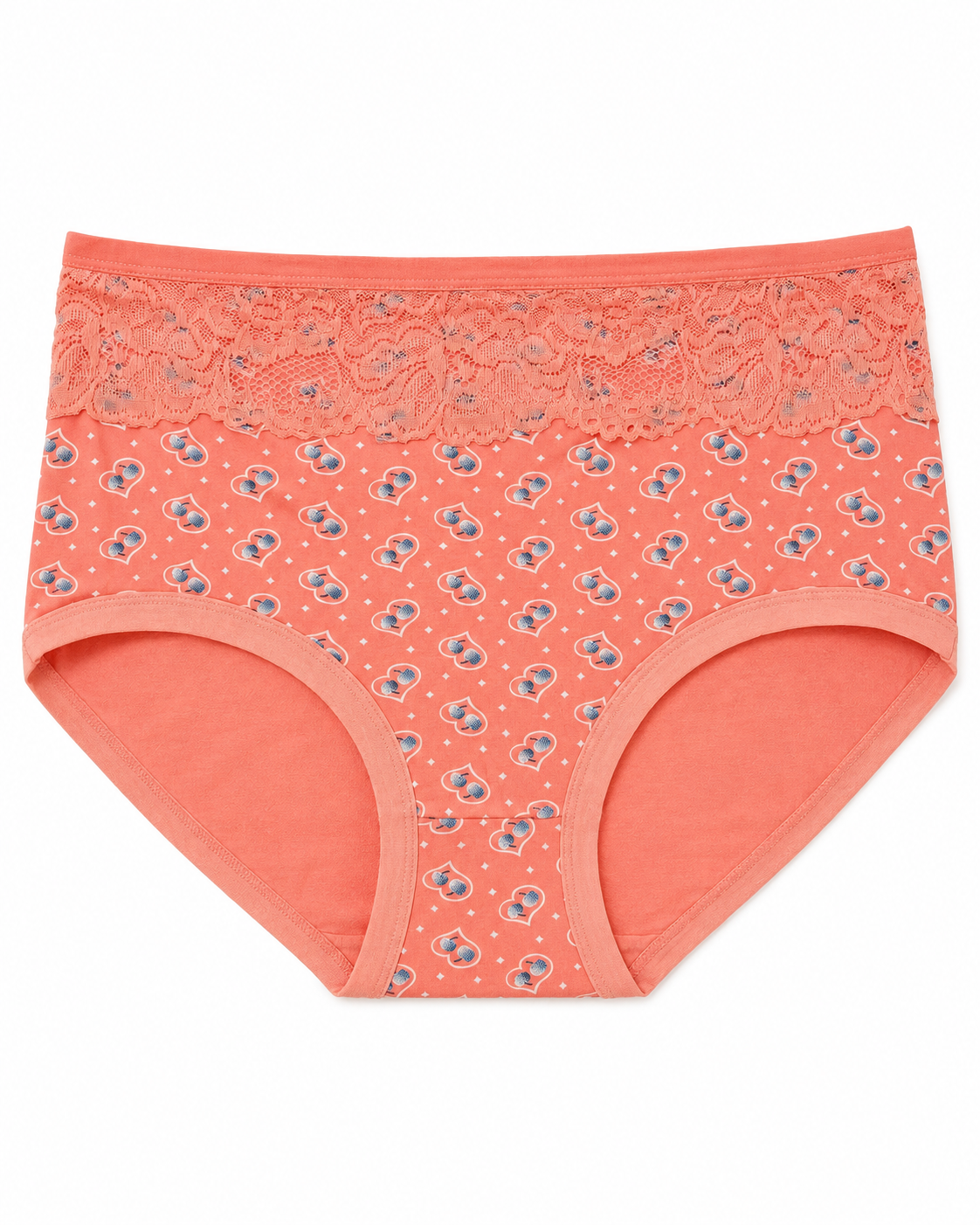 Coral Heart Lace Waist High-Rise Panty