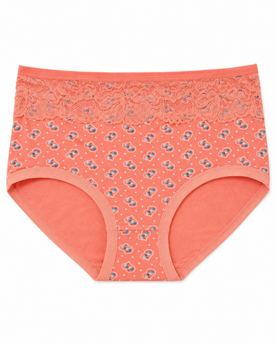 Coral Heart Lace Waist High-Rise Panty
