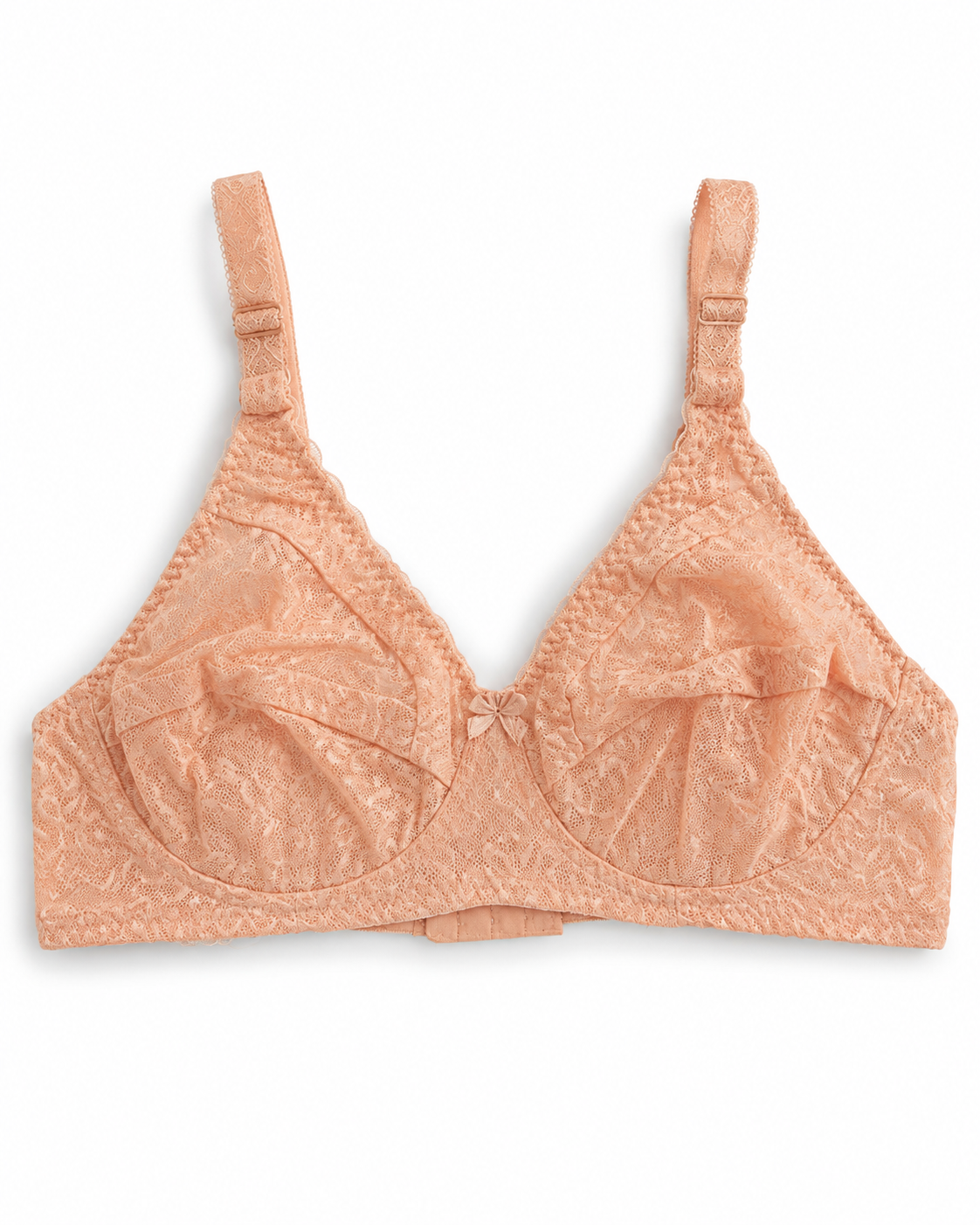 Soft Peach Intricate Floral Lace Non-Padded Bra