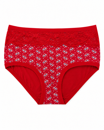 Crimson Heart Lace Waist High-Rise Panty
