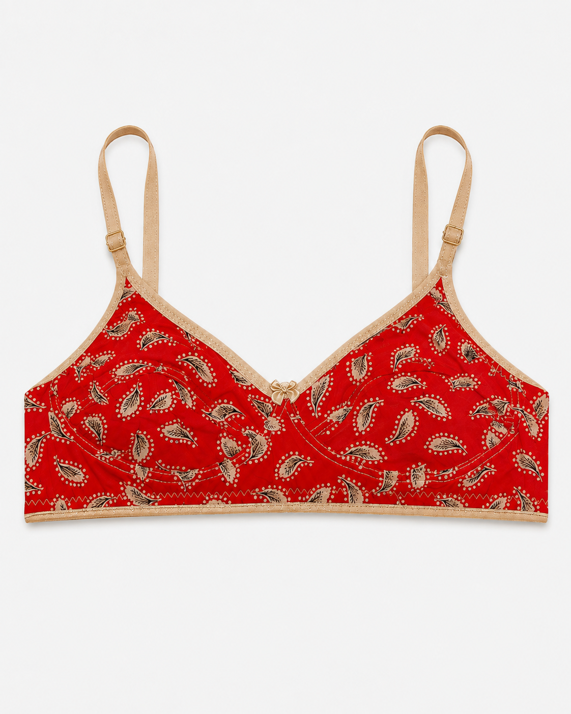 Red Leaf Printed Cotton Everyday Bra