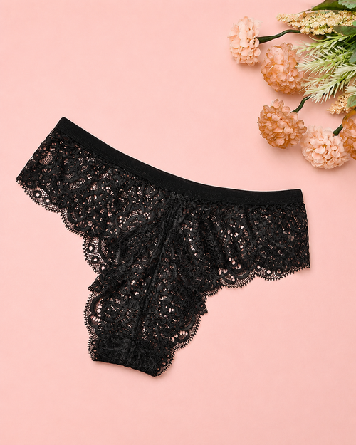 Black Floral Lace Panty