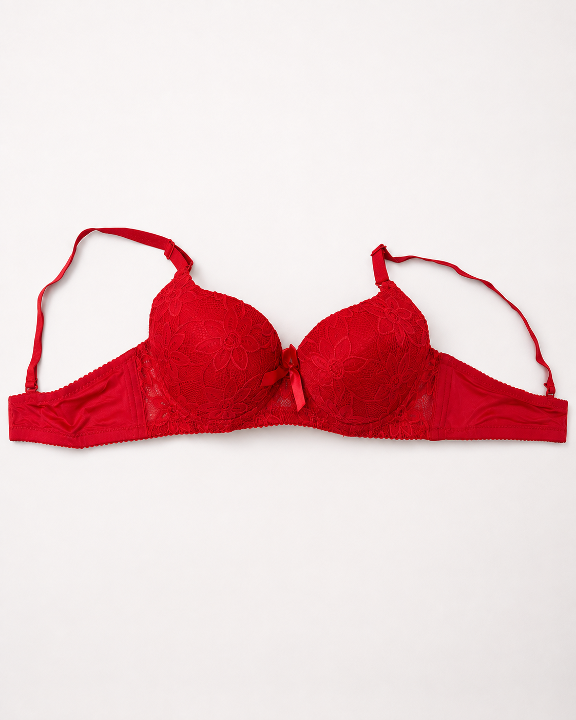 Crimson Red Floral Lace Bra