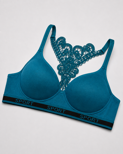 Ocean Teal Butterfly Lace Back Bralette