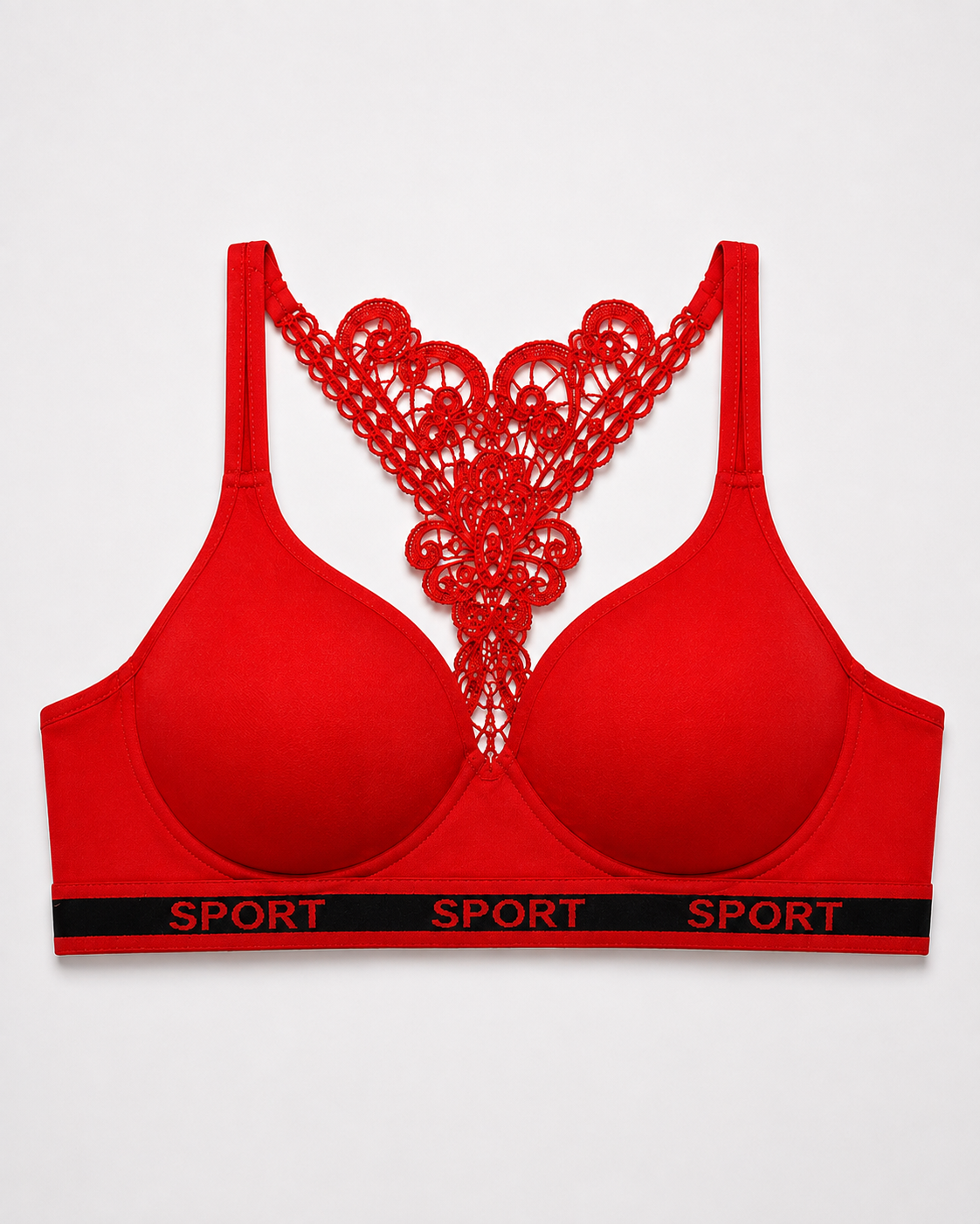 Fiery Red Butterfly Lace Back Bralette