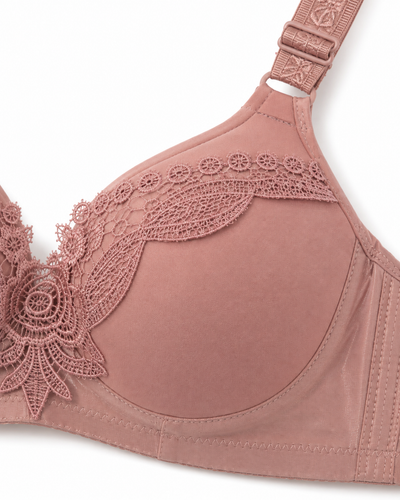 Rose Quartz Floral Applique Underwire Bra