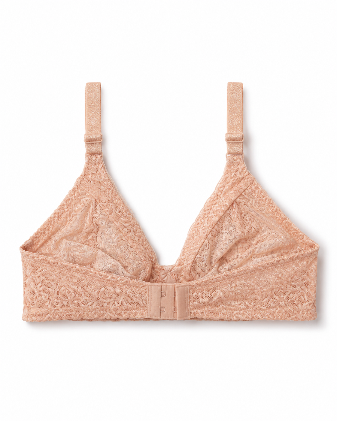 Soft Peach Intricate Floral Lace Non-Padded Bra