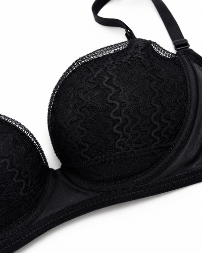 Midnight Net Overlay Padded Bra