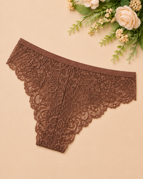 Chocolate Brown Floral Lace Panty
