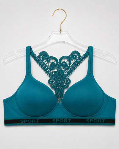 Ocean Teal Butterfly Lace Back Bralette