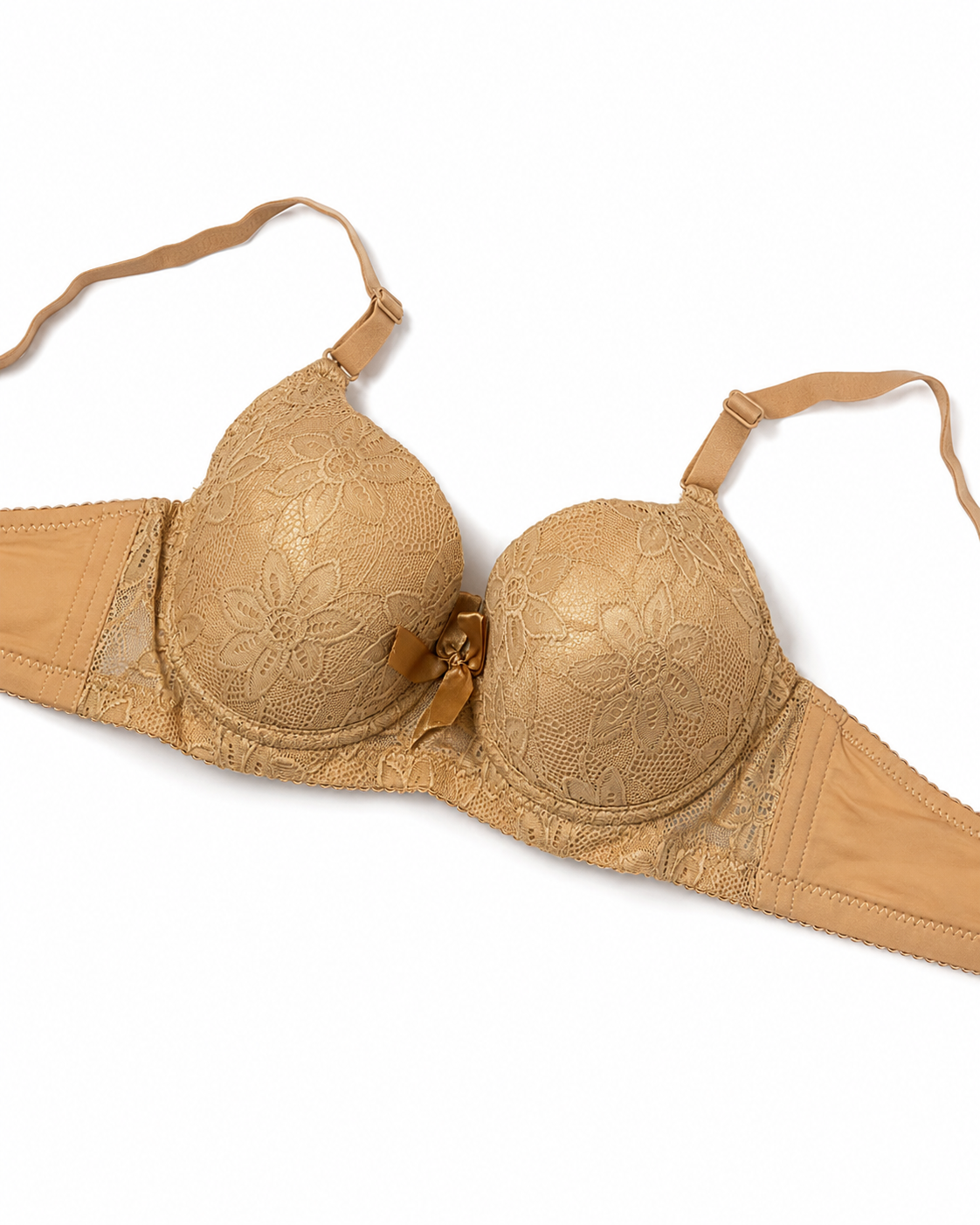 Nude Gold Lace Push-Up Bra