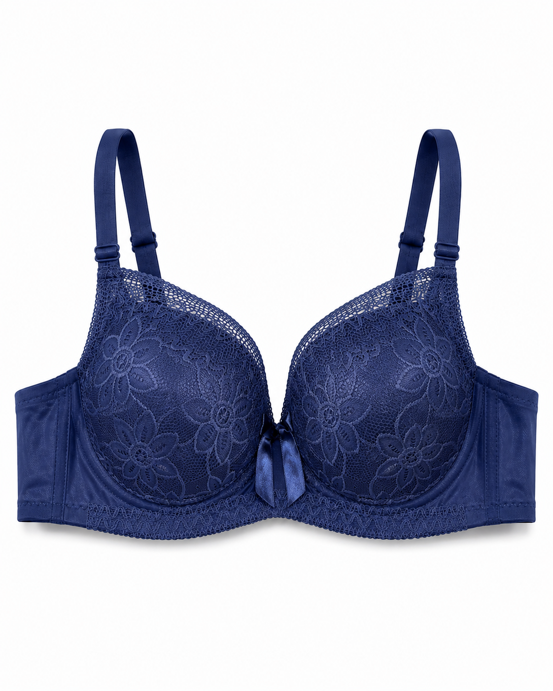 Navy Blue Floral Lace Bra