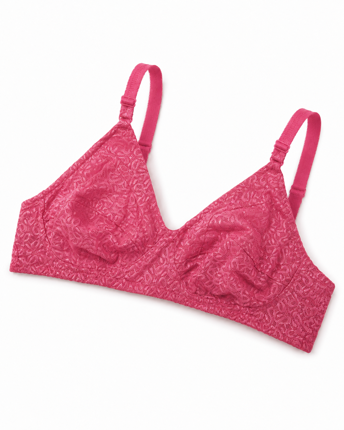 Magenta Textured All-Over Lace Non-Padded Bra