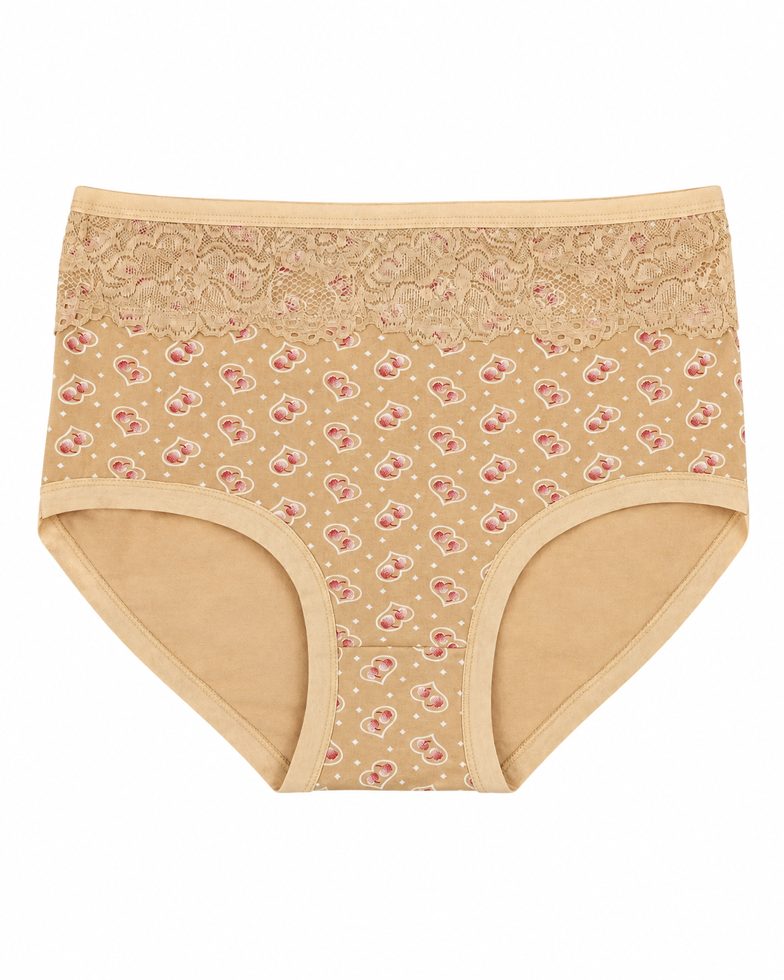 Nude Heart Lace Waist High-Rise Panty