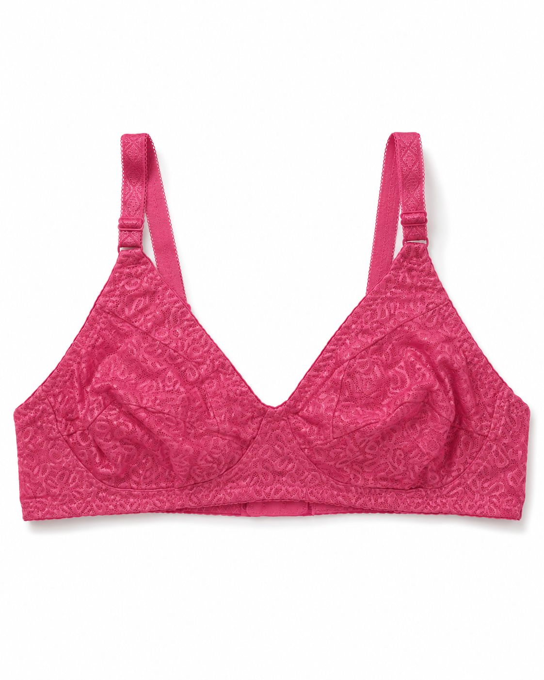 Magenta Textured All-Over Lace Non-Padded Bra