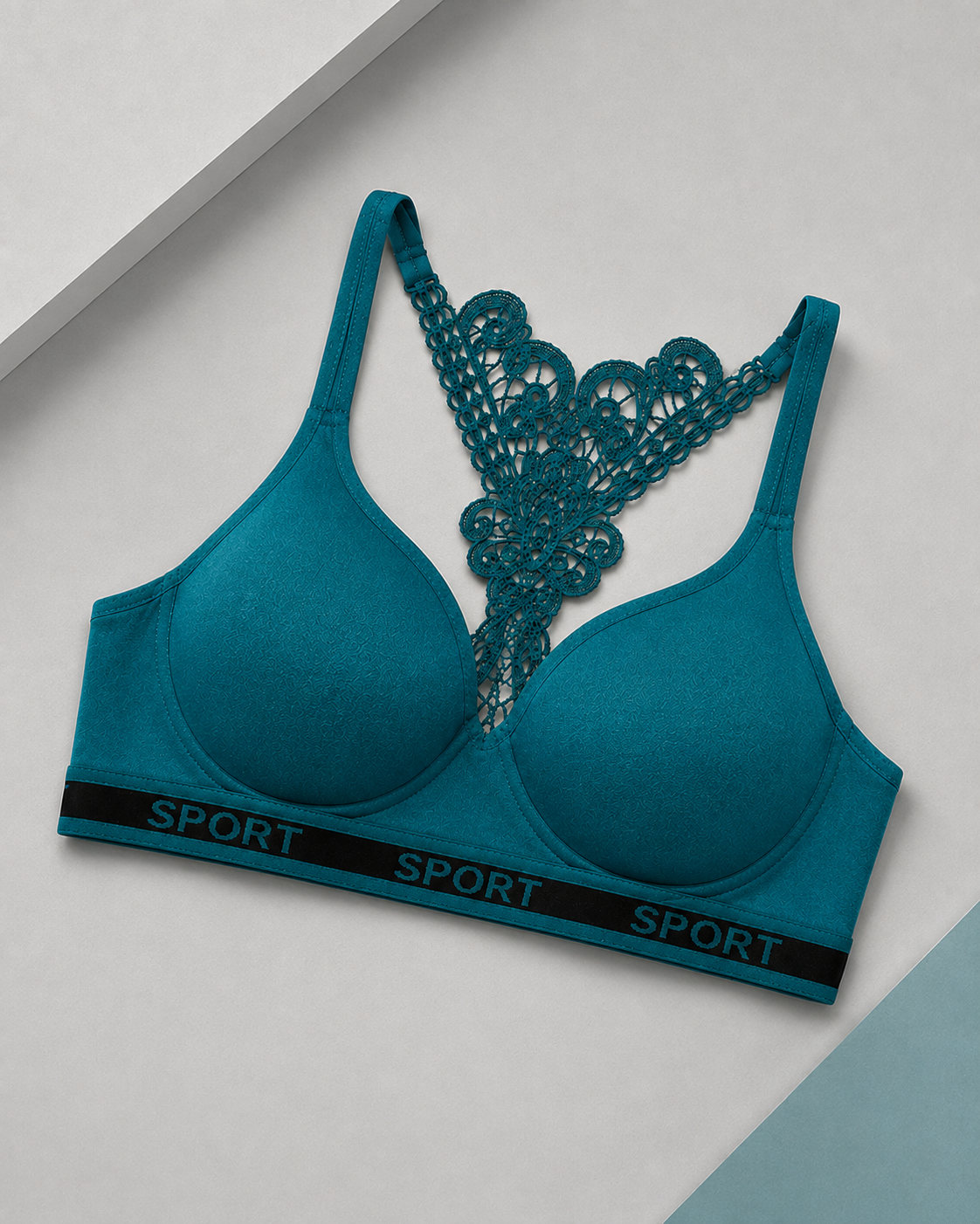 Ocean Teal Butterfly Lace Back Bralette