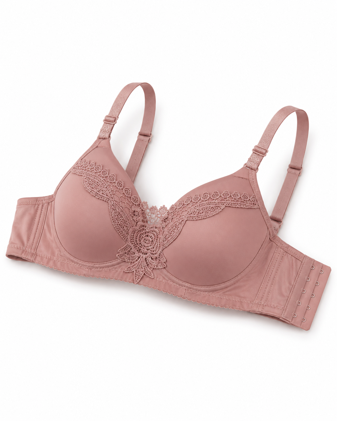 Rose Quartz Floral Applique Underwire Bra