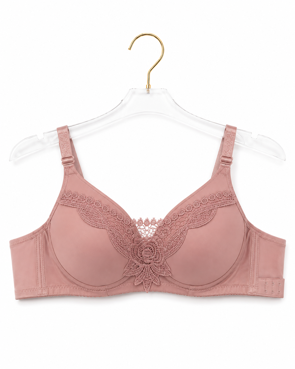 Rose Quartz Floral Applique Underwire Bra