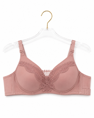 Rose Quartz Floral Applique Underwire Bra