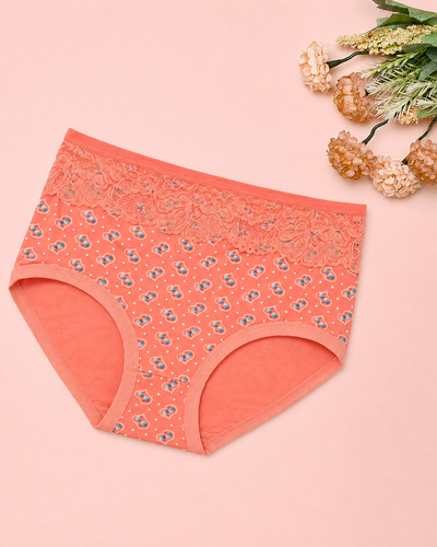 Coral Heart Lace Waist High-Rise Panty
