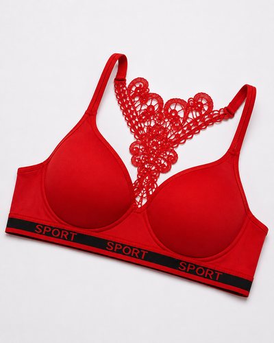 Fiery Red Butterfly Lace Back Bralette