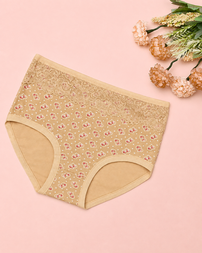 Nude Heart Lace Waist High-Rise Panty