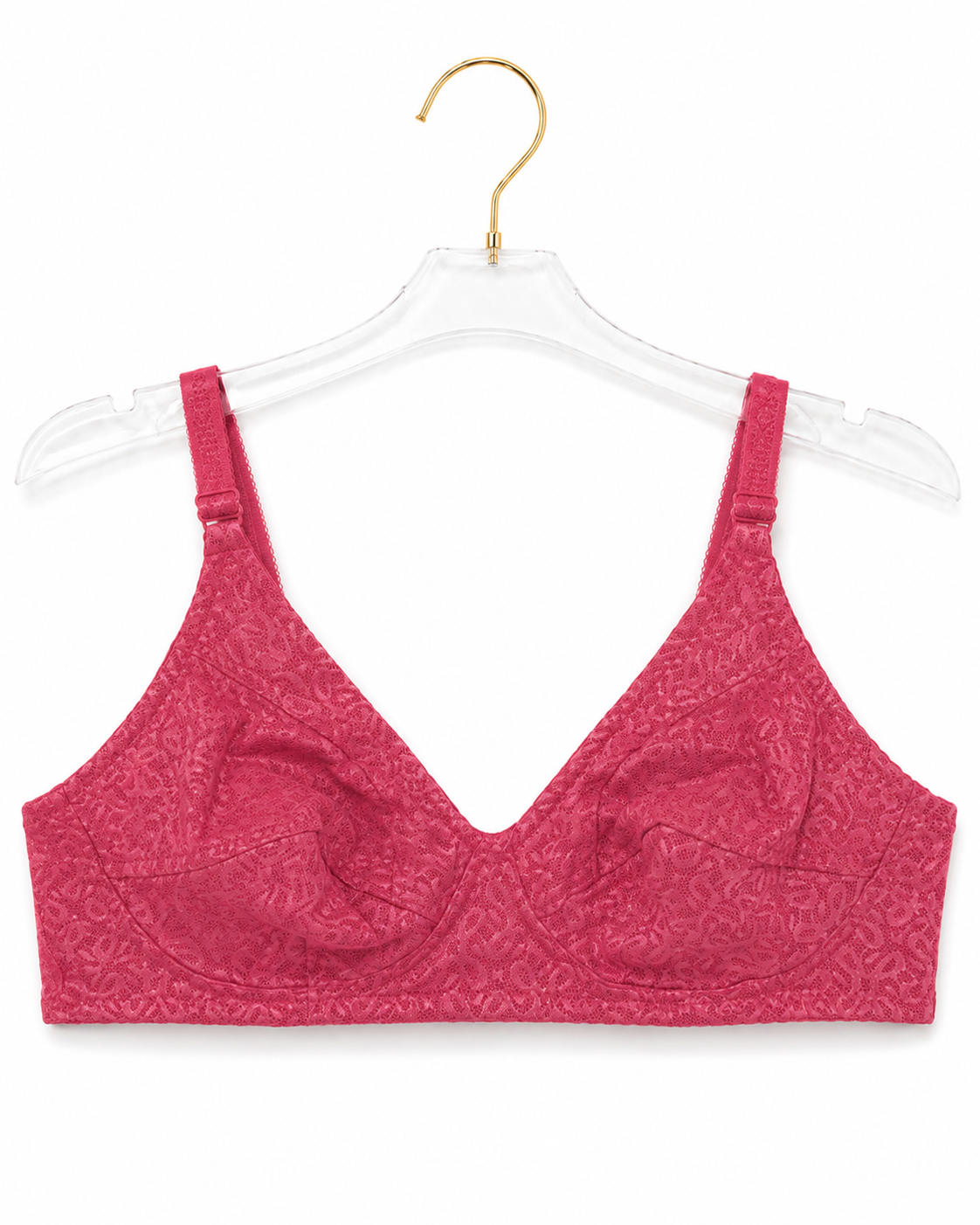 Magenta Textured All-Over Lace Non-Padded Bra