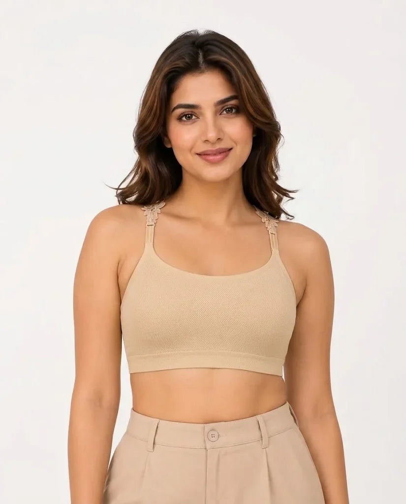 Nude Elegance Butterfly Lace Racerback Bralette
