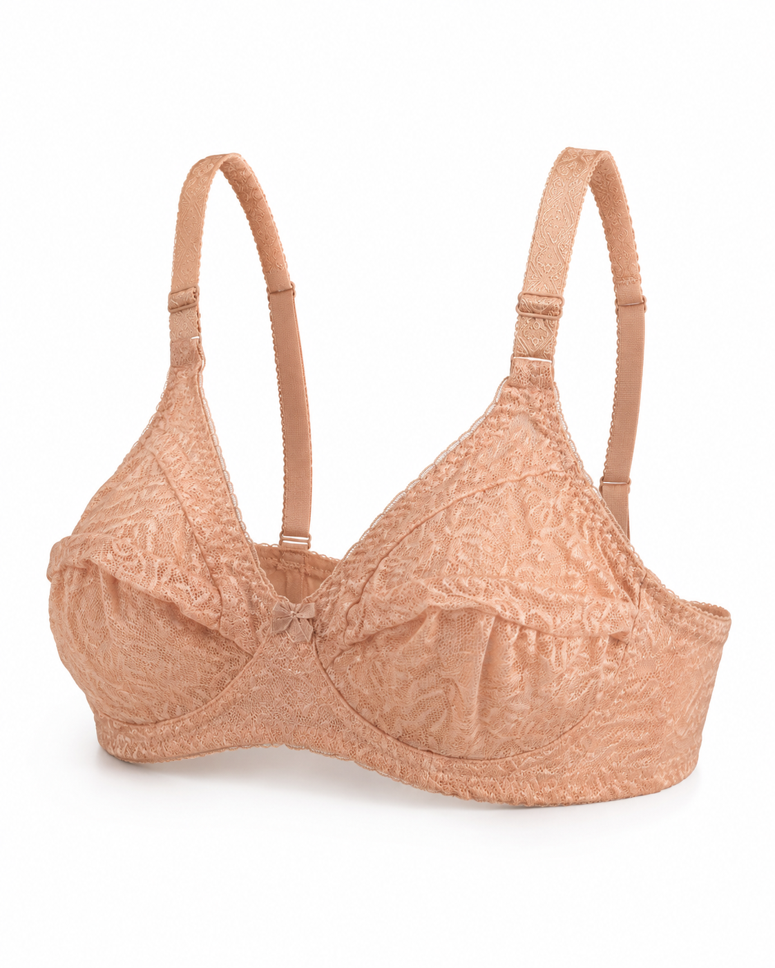 Soft Peach Intricate Floral Lace Non-Padded Bra