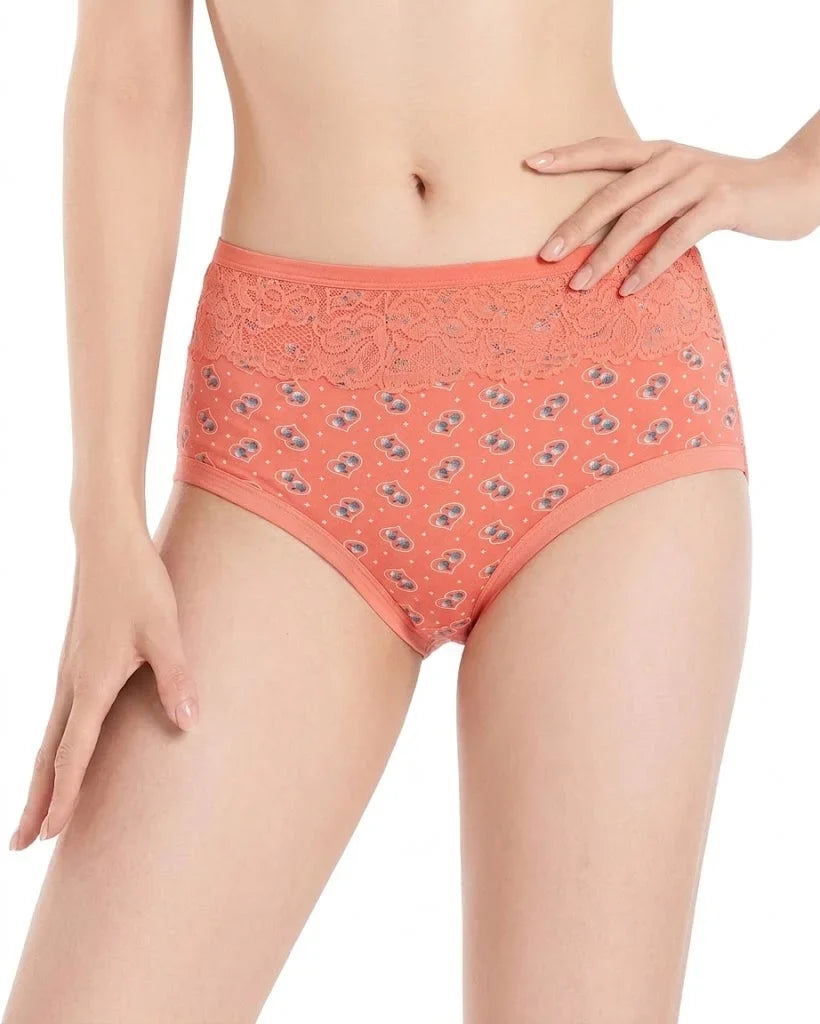 Coral Heart Lace Waist High-Rise Panty