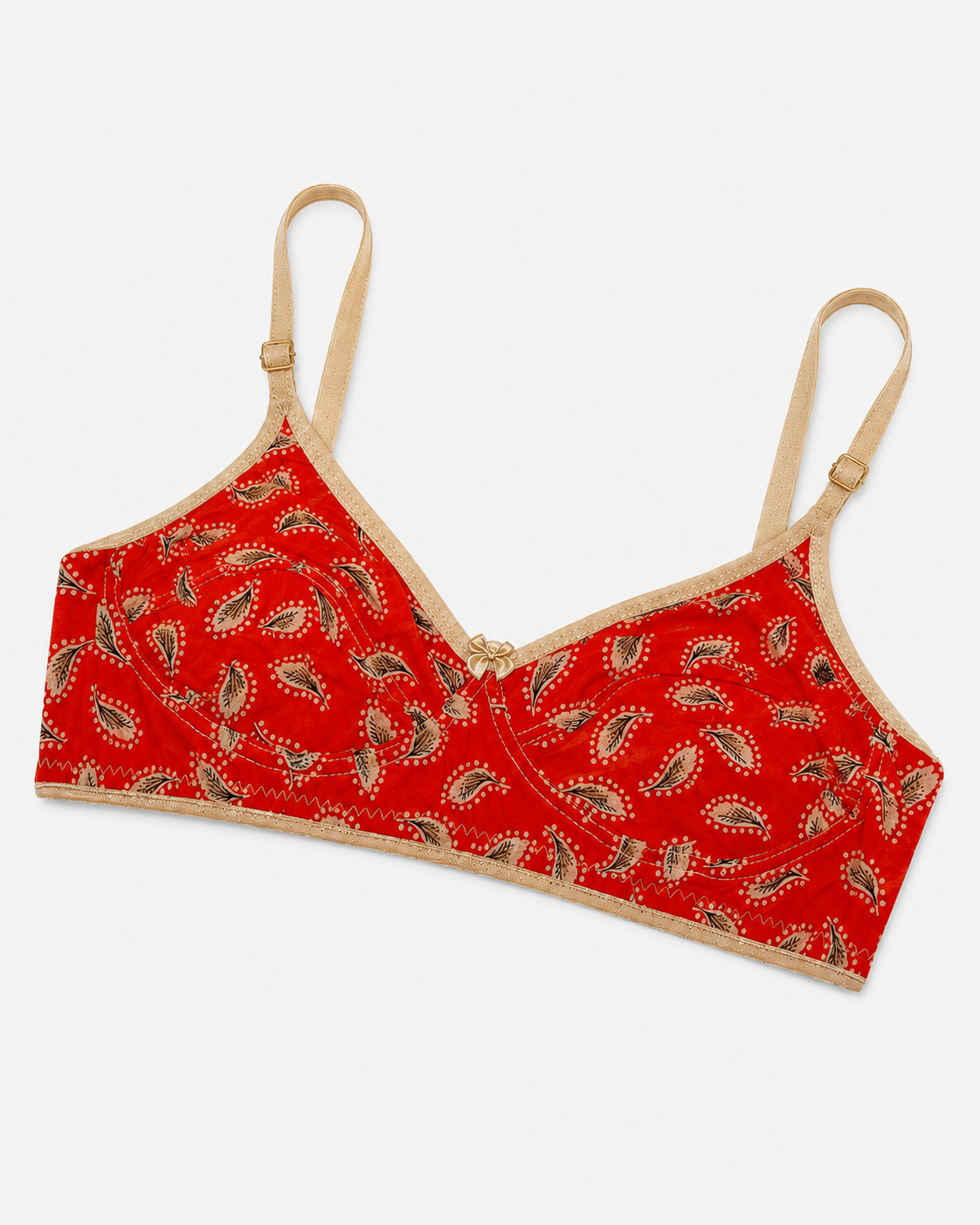 Red Leaf Printed Cotton Everyday Bra