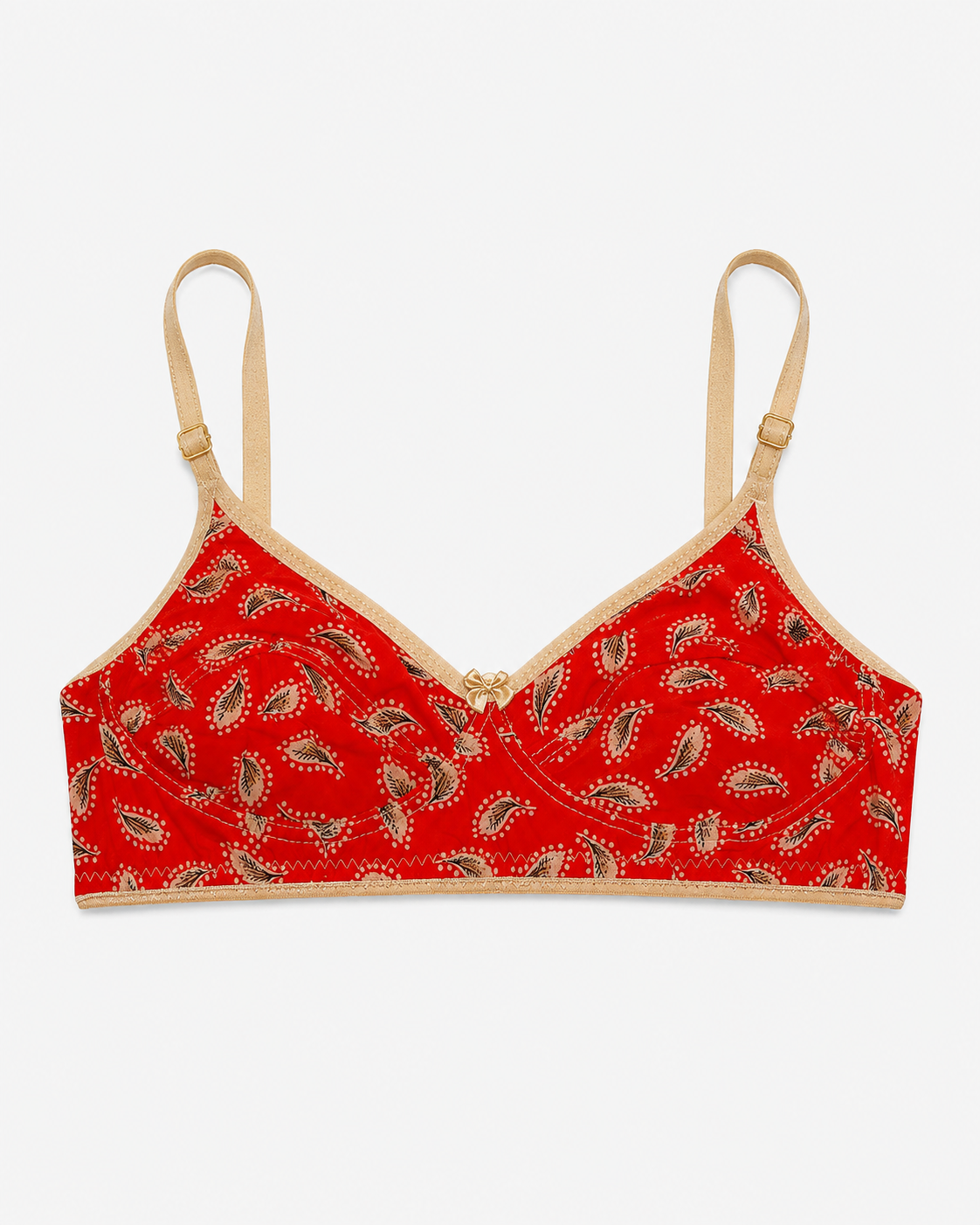 Red Leaf Printed Cotton Everyday Bra