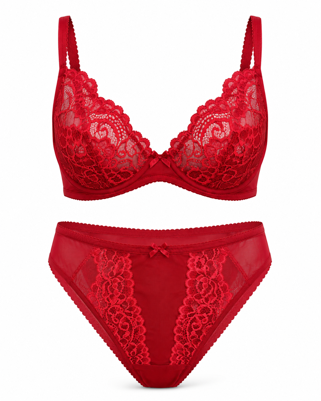 Crimson Passion Floral Lace Lingerie Set
