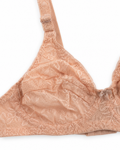 Soft Peach Intricate Floral Lace Non-Padded Bra