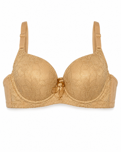 Nude Gold Lace Push-Up Bra