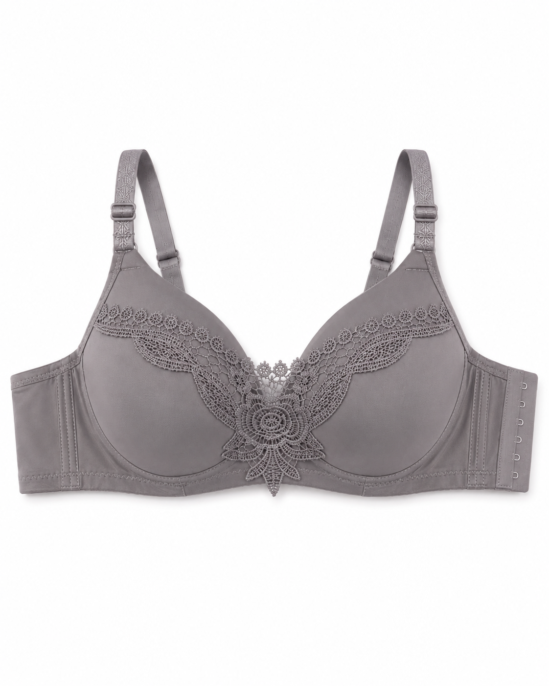 Charcoal Bloom Embroidered Full-Coverage Bra