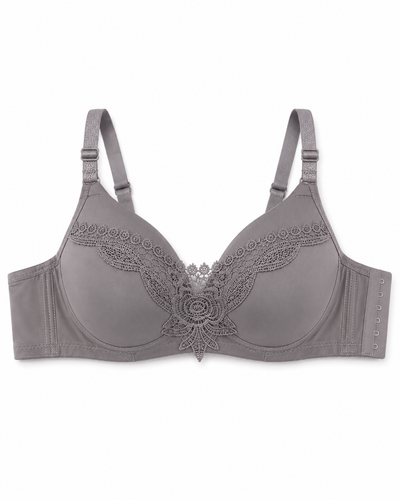 Charcoal Bloom Embroidered Full-Coverage Bra
