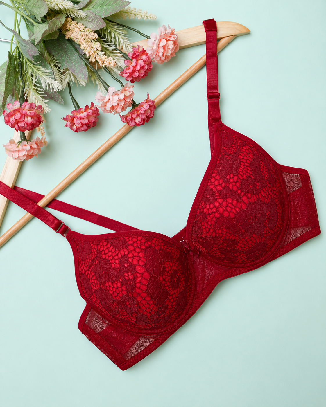 Crimson Ruby Lace Underwire Bra