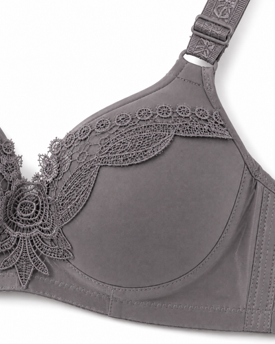 Charcoal Bloom Embroidered Full-Coverage Bra