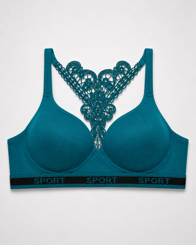 Ocean Teal Butterfly Lace Back Bralette