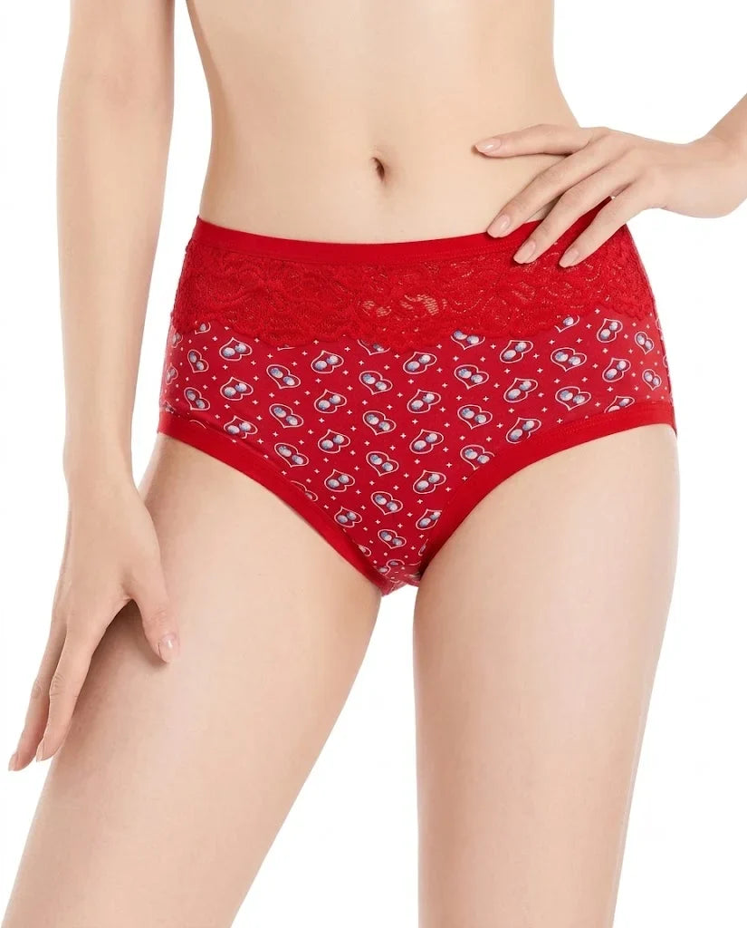 Crimson Heart Lace Waist High-Rise Panty