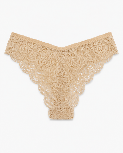 Beige Floral Lace High-Leg Panty