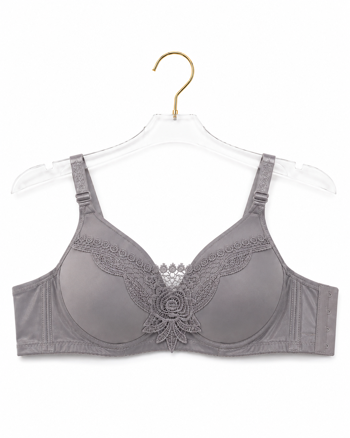 Charcoal Bloom Embroidered Full-Coverage Bra