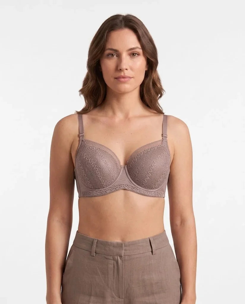 Dusty Rose Textured Lace Underwire Bra