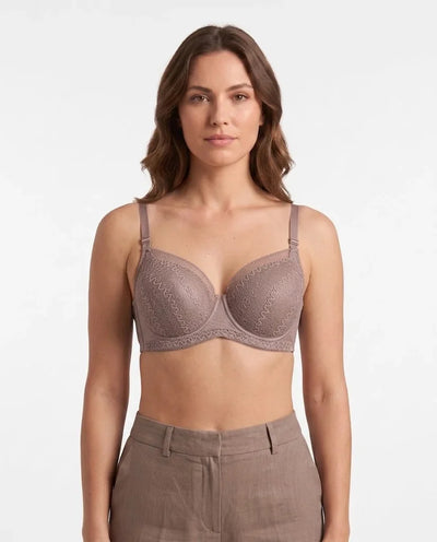Dusty Rose Textured Lace Underwire Bra