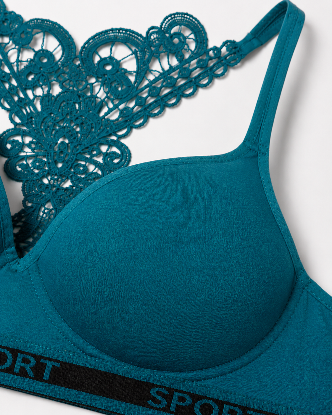 Ocean Teal Butterfly Lace Back Bralette