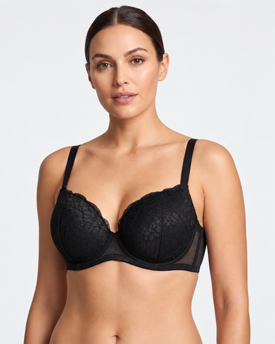 Midnight Elegance Lace Underwire Bra